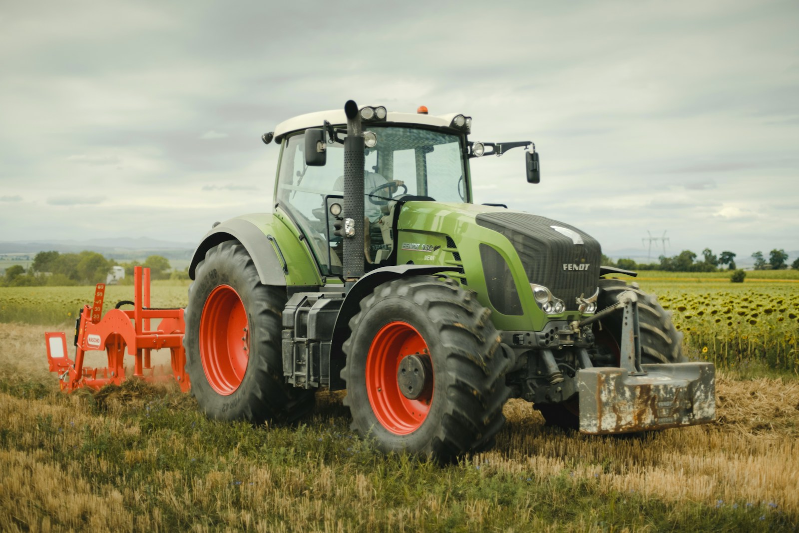 a tractor in a field